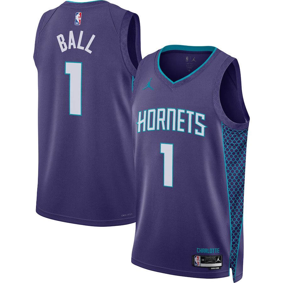 Men Charlotte Hornets #1 LaMelo Ball Jordan Brand Purple 2022-23 Statement Edition Swingman NBA Jersey->charlotte hornets->NBA Jersey